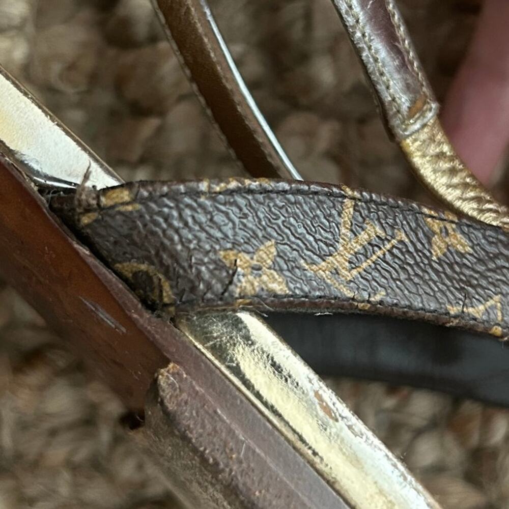 Louis Vuitton Sandals 41/US11 Brown Gold Monogram Strappy READ Repair Project - Picture 8 of 16